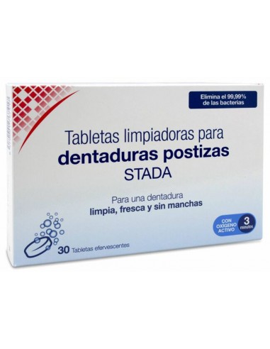 Tabletas desinfectantes y limpiadoras de dentaduras postizas y aparatos de dientes para jóvenes.